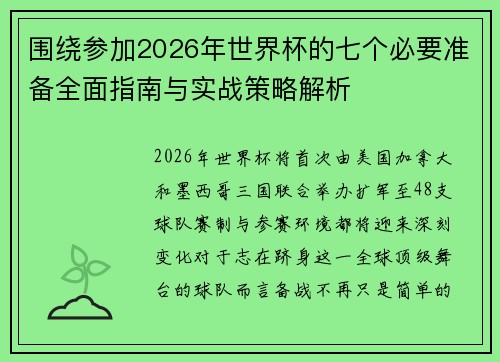 围绕参加2026年世界杯的七个必要准备全面指南与实战策略解析 围绕参加2026年世界杯的七个必要准备全面指南与实战策略解析